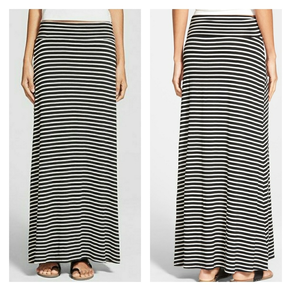 3/$30 SALE!!! Black and White Stripe Maxi Skirt